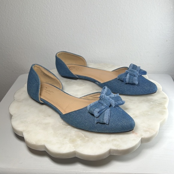 Women’s Comfort by Predictions denim flats with bow fringed accent, size 8 M - Picture 4 of 12